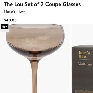 Here’s How - 2 “Lou” coupe glasses - smoke colored